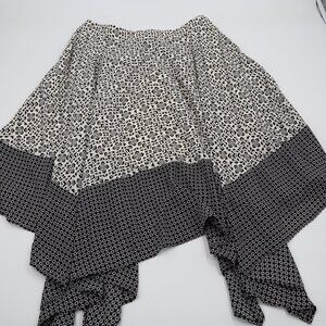 Banana Republic Handkerchief Hem Skirt Womens 10 Black White Geometric Tile Prin